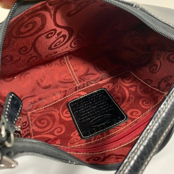 BRIGHTON Hilda Moon Purse Black Croc Embossed Pebbled Leather Demi Shoulder Bag - Picture 11 of 16